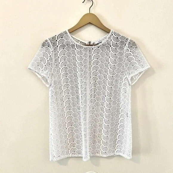 DVF Diane Von Furstenberg Scalloped Lace Top - Picture 2 of 8